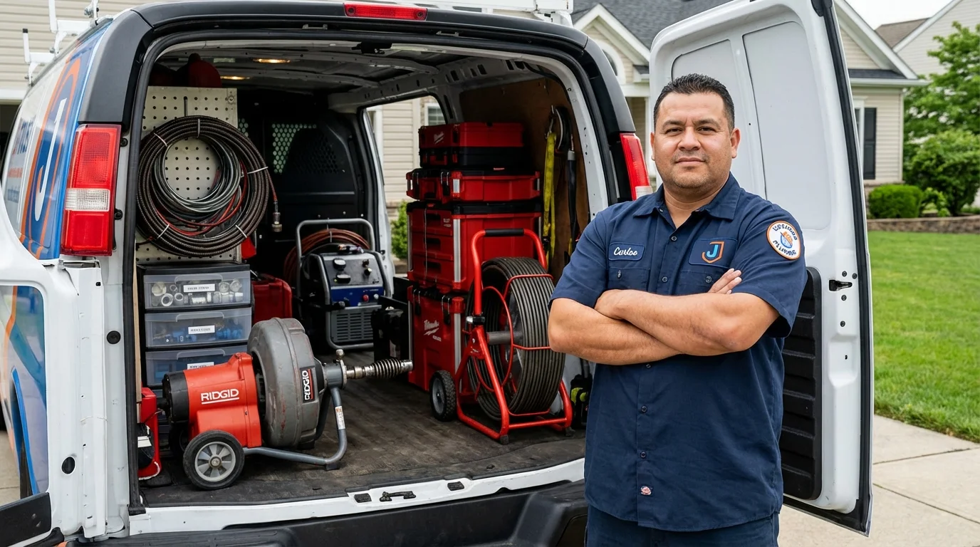 Professional drain cleaning equipment and Johns Plumbing LLC plumber in Elk Grove Village