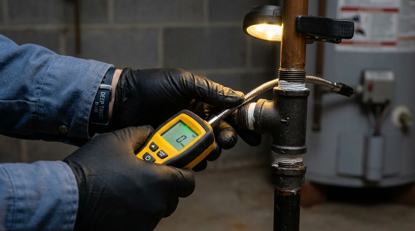 Gas leak detection with electronic sniffer by Johns Plumbing LLC in Elk Grove Village