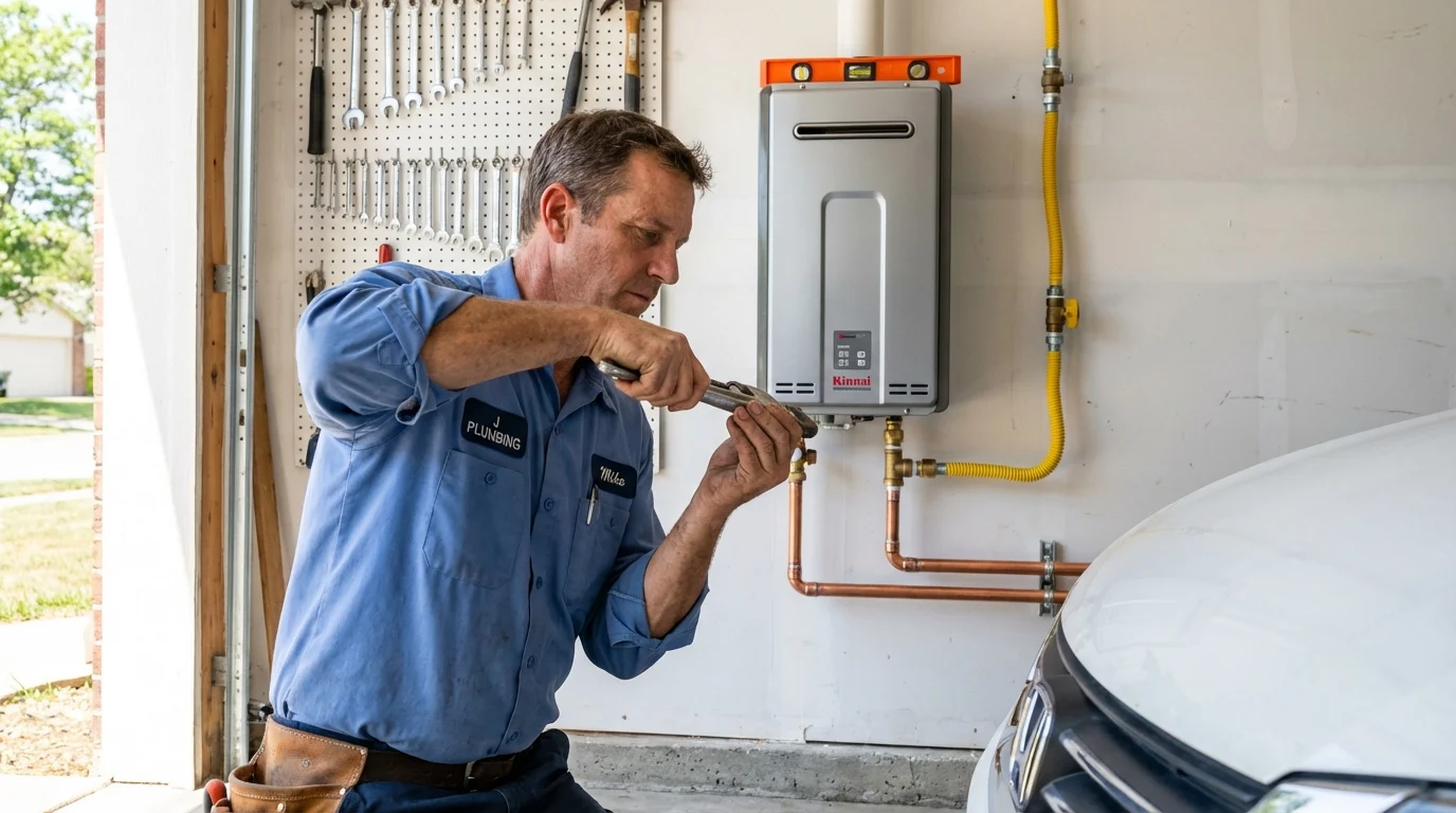 Tankless water heater installation by a Johns Plumbing LLC plumber in Elk Grove Village